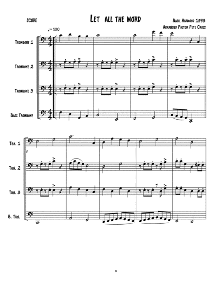 Free Sheet Music Let All The World Trombone Praise