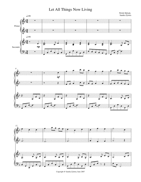 Free Sheet Music Let All Things Now Living 1 Piano 4 Hands