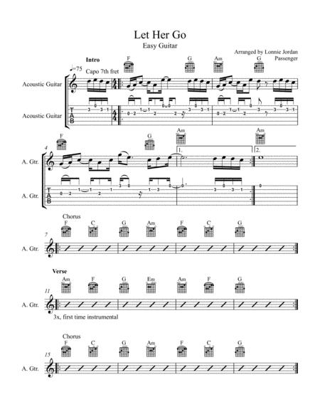 Free Sheet Music Let Her Go Guitar Leadsheet