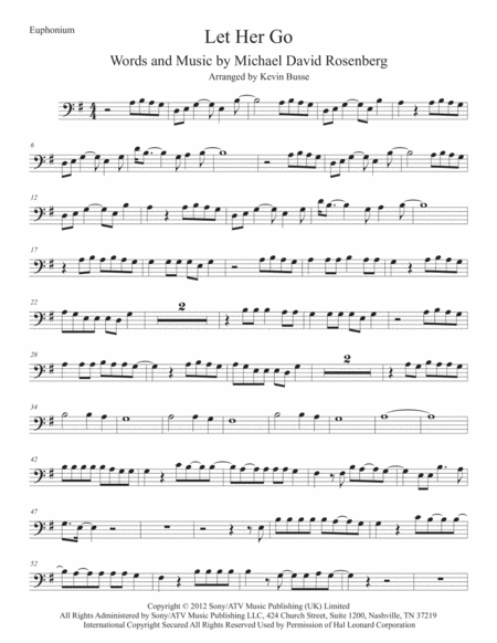 Let Her Go Original Key Euphonium Sheet Music