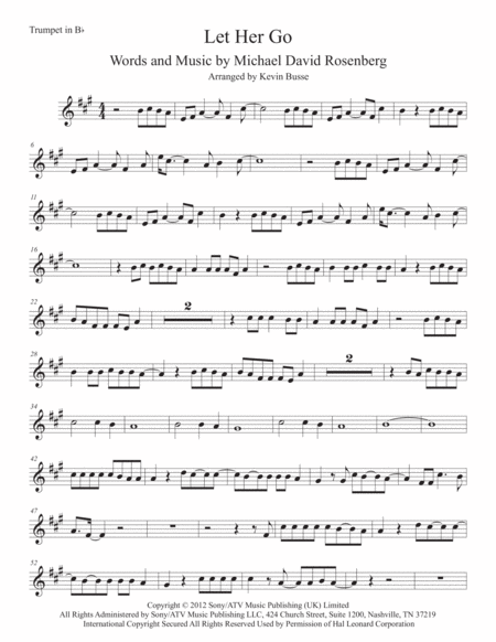 Let Her Go Original Key Trumpet Sheet Music