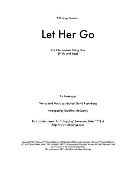 Free Sheet Music Let Her Go Viola And Double Bass Duet
