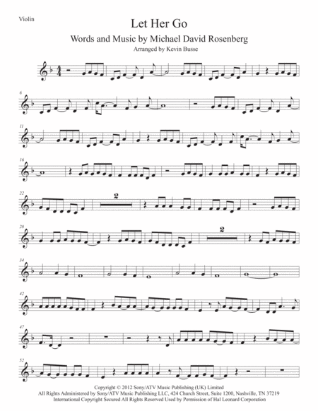 Free Sheet Music Let Her Go Violin