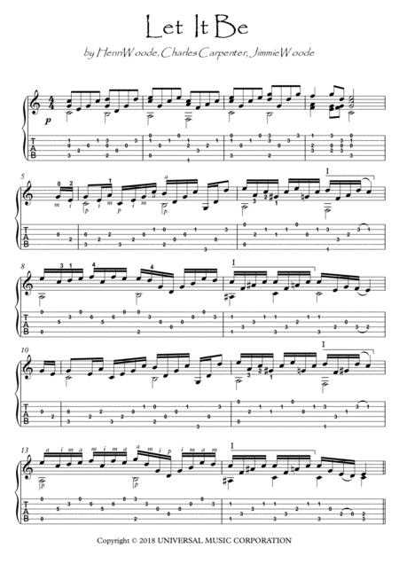 Free Sheet Music Let It Be Acoustic Guitar