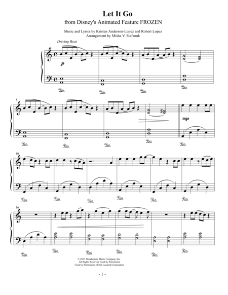 Let It Go Easy Piano Solo Sheet Music