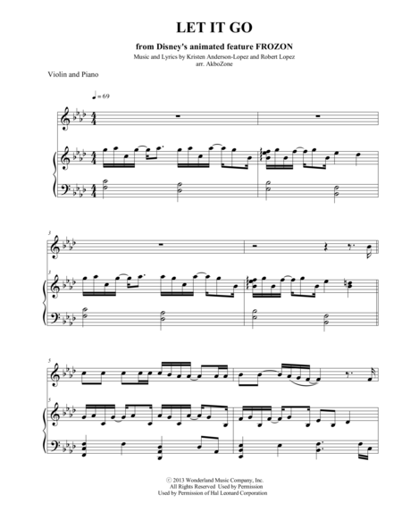 Let It Go For Violin And Piano Sheet Music