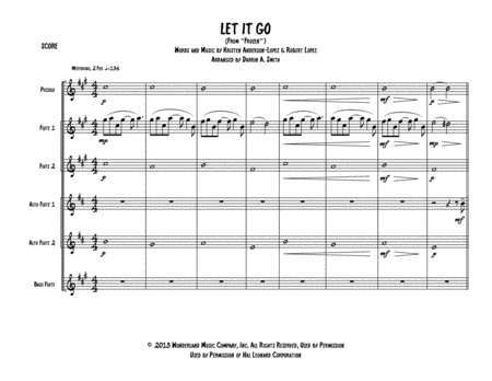 Free Sheet Music Let It Go From Frozen Flute Choir Sextet