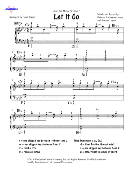 Free Sheet Music Let It Go From Frozen Intermediate Original Key F Minor