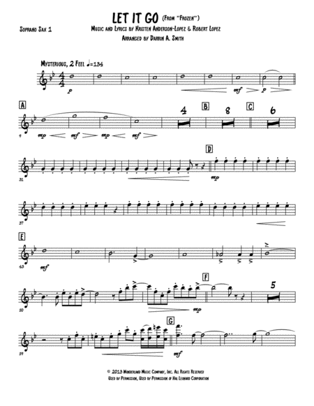 Free Sheet Music Let It Go From Frozen Saxophone Sextet