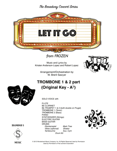 Free Sheet Music Let It Go From Frozen Trombone 1 2 Part