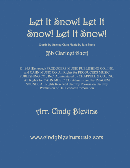 Let It Snow Let It Snow Let It Snow Arranged For Bb Clarinet Duet Sheet Music