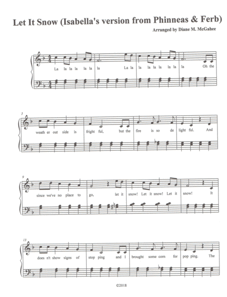 Free Sheet Music Let It Snow Let It Snow Let It Snow As Sung By Isabella On Phinneas Ferb