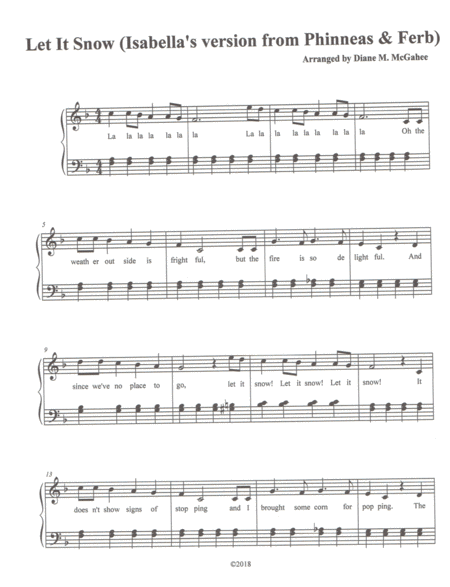 Let It Snow Let It Snow Let It Snow As Sung By Isabella On Phinneas Ferb Sheet Music