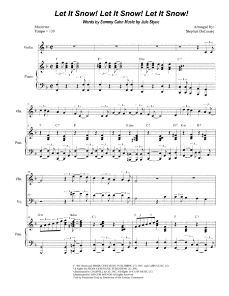 Free Sheet Music Let It Snow Let It Snow Let It Snow Duet For Violin And Cello