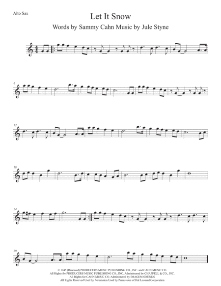 Let It Snow Let It Snow Let It Snow Easy Key Of C Alto Sax Sheet Music