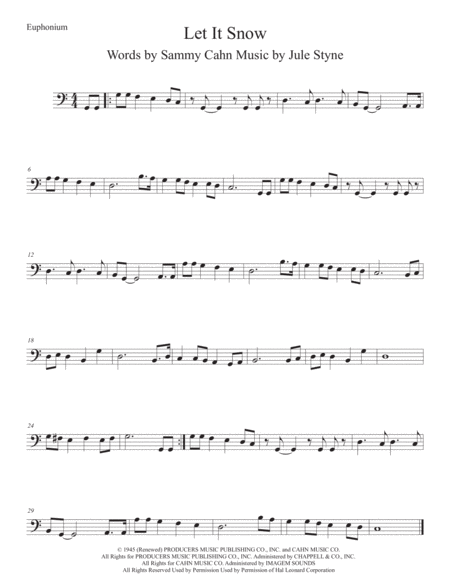 Let It Snow Let It Snow Let It Snow Easy Key Of C Euphonium Sheet Music