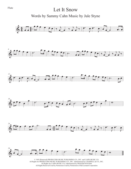 Let It Snow Let It Snow Let It Snow Easy Key Of C Flute Sheet Music