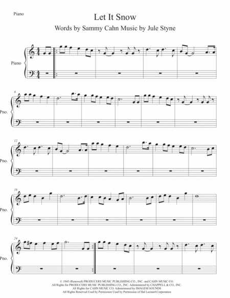 Let It Snow Let It Snow Let It Snow Easy Key Of C Piano Sheet Music