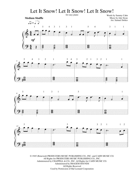 Let It Snow Let It Snow Let It Snow For Easy Piano Sheet Music