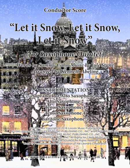 Let It Snow Let It Snow Let It Snow For Saxophone Quintet Sattb Or Aattb Sheet Music