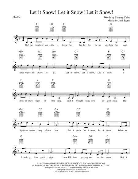 Free Sheet Music Let It Snow Let It Snow Let It Snow Lead Sheet In F Major