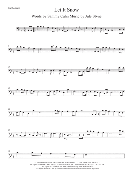 Let It Snow Let It Snow Let It Snow Original Key Euphonium Sheet Music