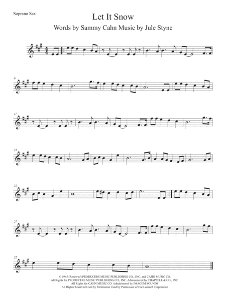 Let It Snow Let It Snow Let It Snow Soprano Sax Sheet Music