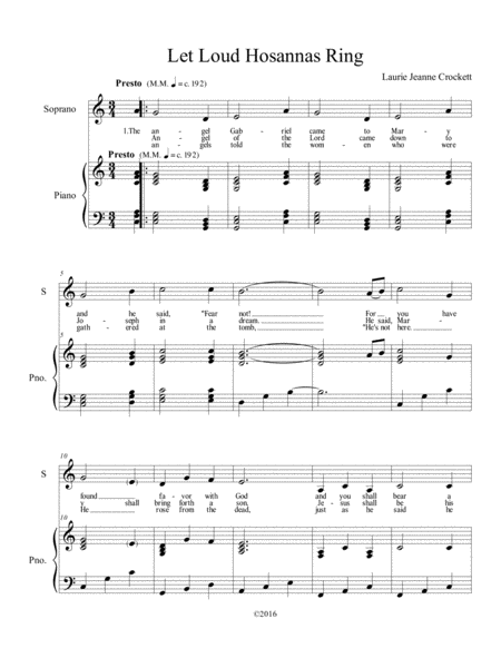 Free Sheet Music Let Loud Hosannas Ring