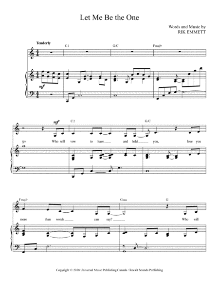 Free Sheet Music Let Me Be The One