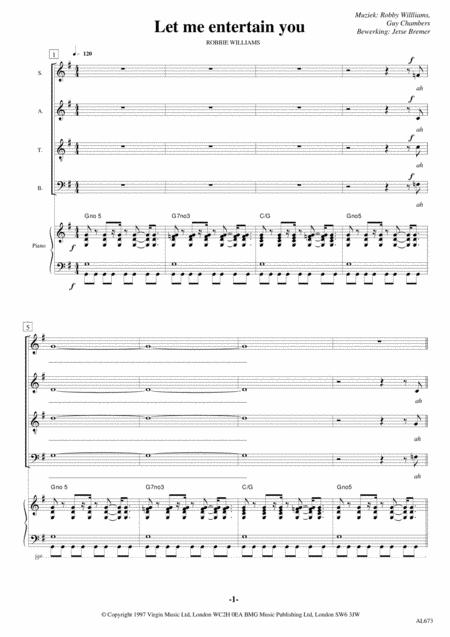 Free Sheet Music Let Me Entertain You Satb Piano Lead Divided