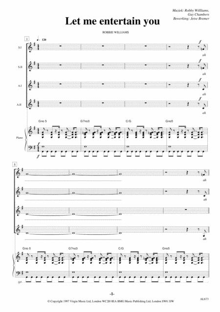 Let Me Entertain You Ssaa Piano Sheet Music