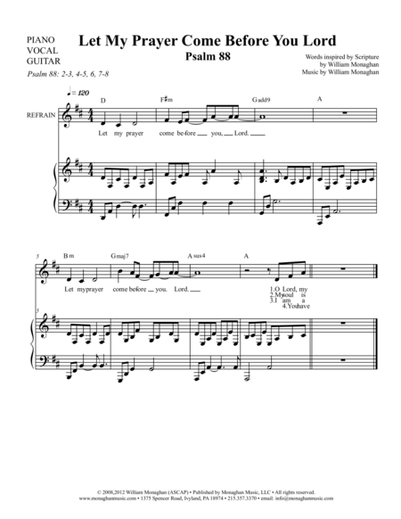 Free Sheet Music Let My Prayer Come Before You Lord Psalm 88