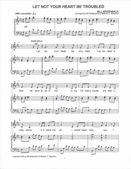 Free Sheet Music Let Not Your Heart Be Troubled