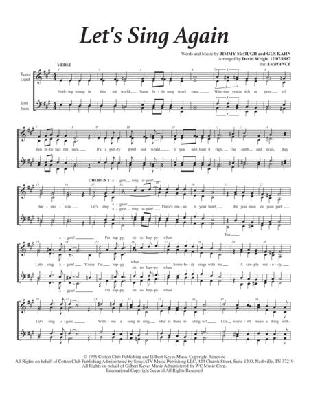 Let Sing Again F Chorus Pricing Sheet Music