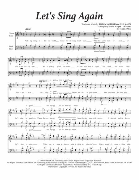 Let Sing Again M Chorus Pricing Sheet Music