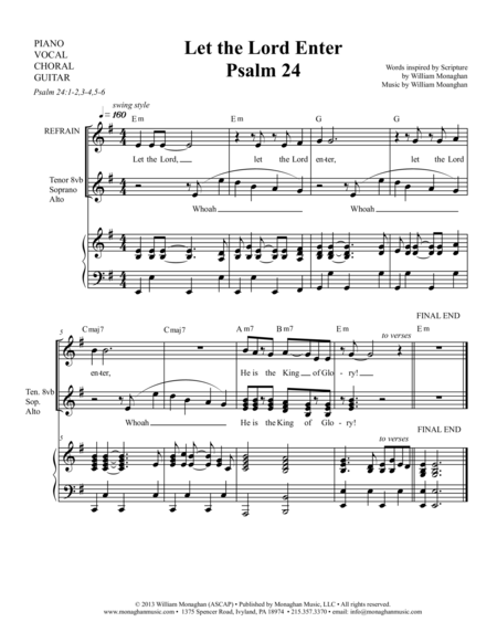 Let The Lord Enter Psalm 24 Sheet Music