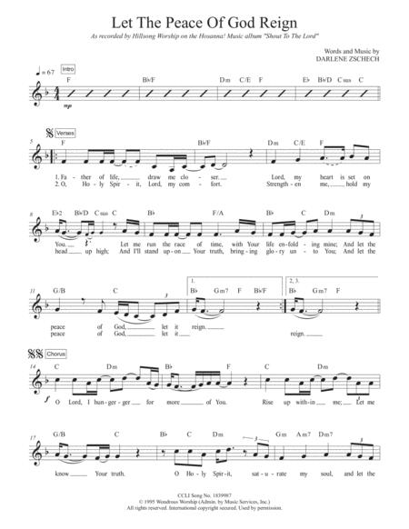 Free Sheet Music Let The Peace Of God Reign