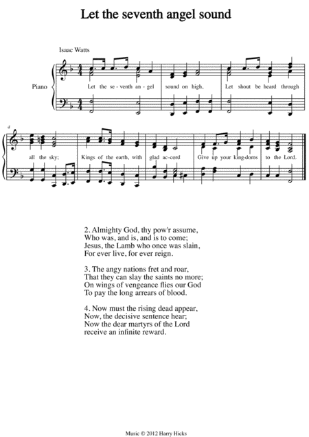 Let The Seventh Angel Sound A New Tune To A Wonderful Isaac Watts Hymn Sheet Music