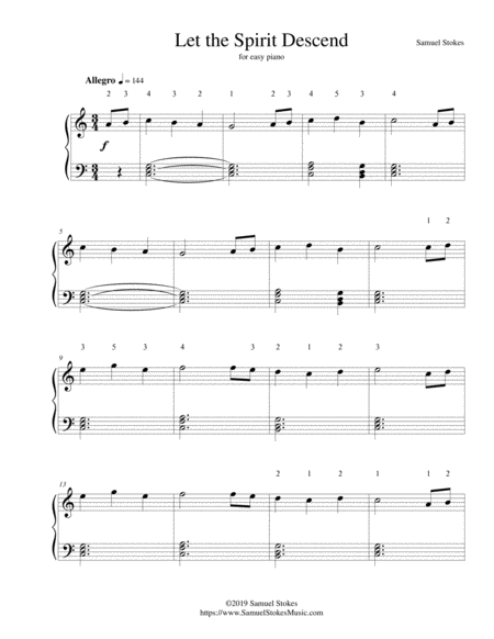 Let The Spirit Descend Hymn For Pentecost For Easy Piano Sheet Music