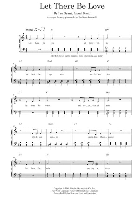 Let There Be Love Very Easy Piano Sheet Music