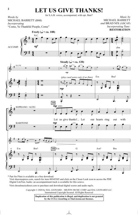 Let Us Give Thanks Sheet Music