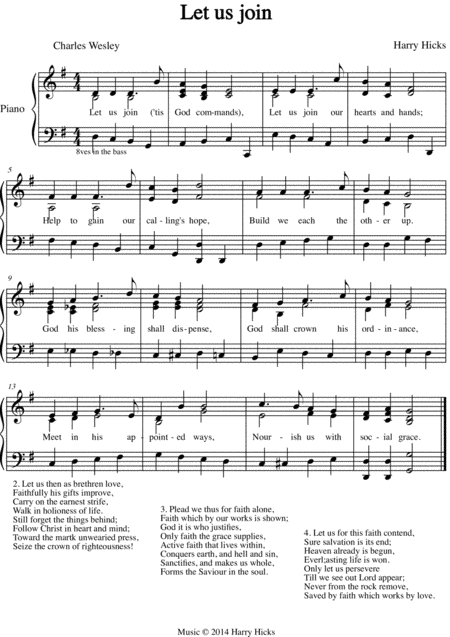 Let Us Join A New Tune To Wonderful Wesley Hymn Sheet Music