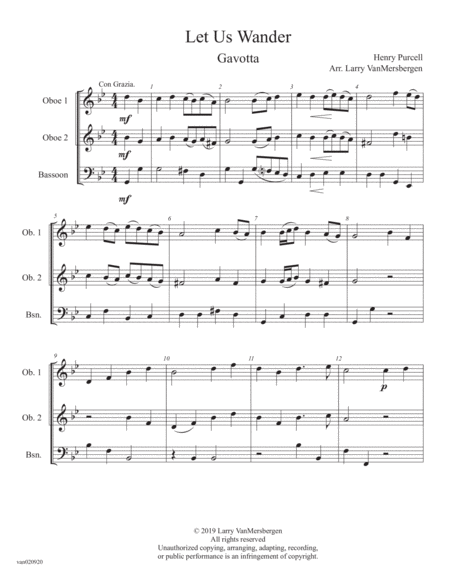 Free Sheet Music Let Us Wander Gavotta For 2 Oboes And Bassoon