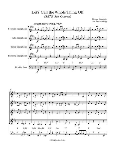 Lets Call The Whole Thing Off Satb Sax Quartet Sheet Music