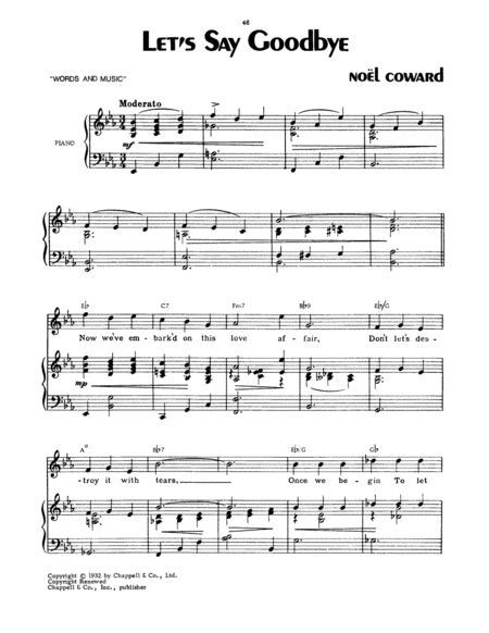 Free Sheet Music Lets Say Goodbye