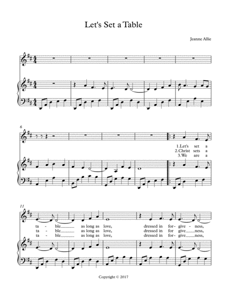 Lets Set A Table Sheet Music