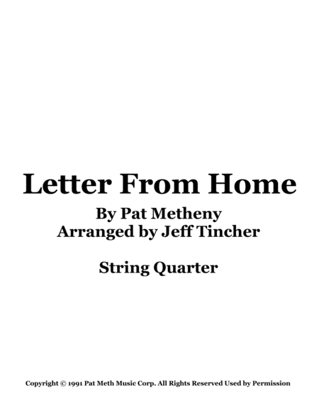 Letter From Home Sheet Music