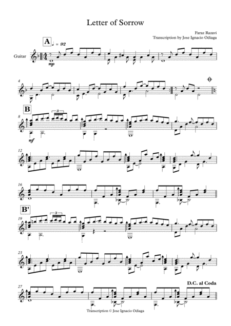 Free Sheet Music Letter Of Sorrow