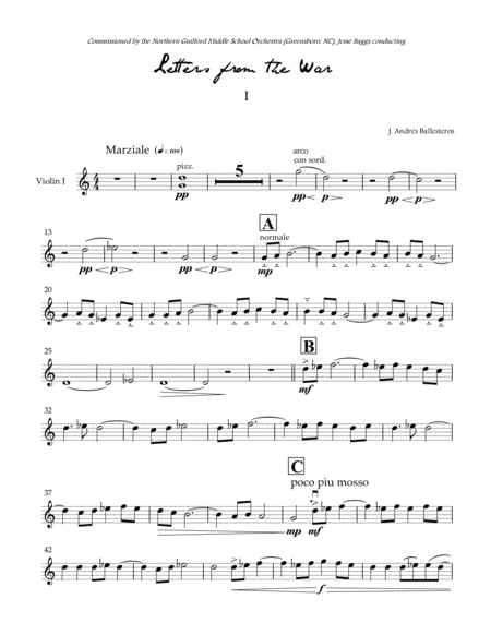 Free Sheet Music Letters From The War Parts