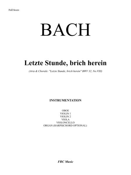 Letzte Stunde Brich Herein Aria Letzte Stunde Brich Herein Bwv 32 No Viii Sheet Music